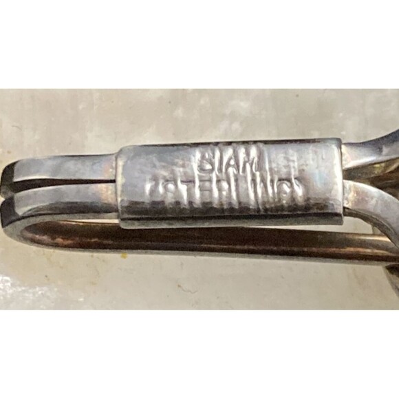 Vintage SIAM‎ Sterling Silver 925 Elephant White Enamel Tie Bar Clip 10.5g Retro - Picture 5 of 8